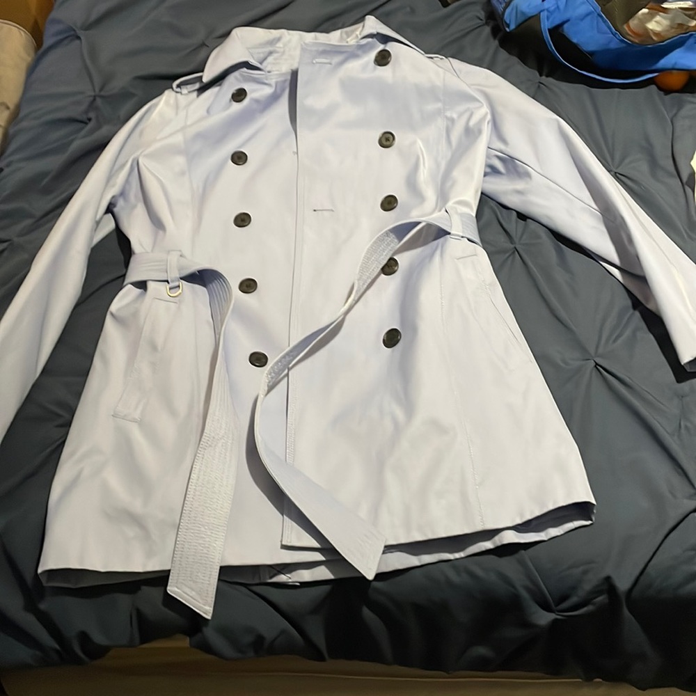 Express double breasted blue trench coat